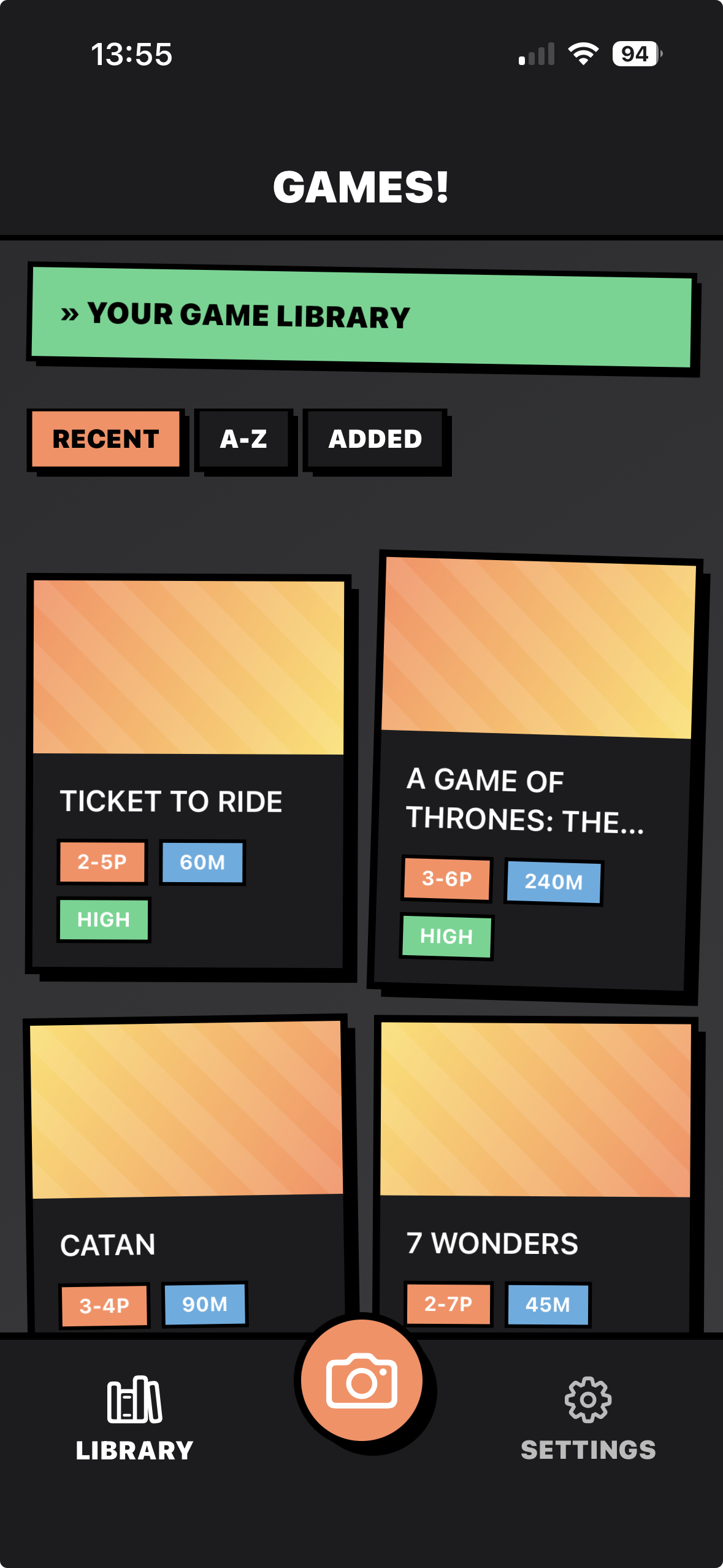 Rulebook app showing game rules